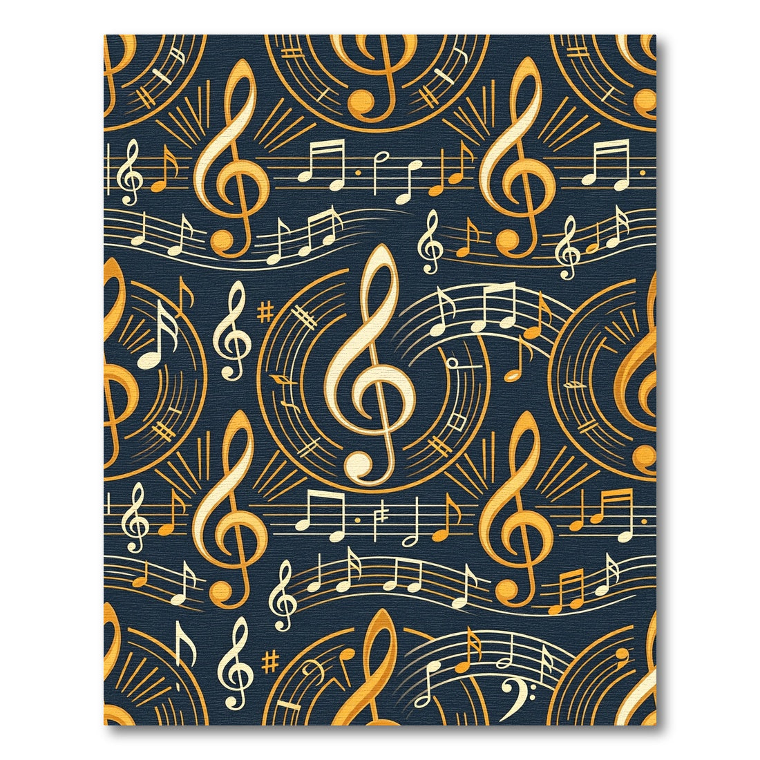 Golden Treble Clef Musical Note Art Rug