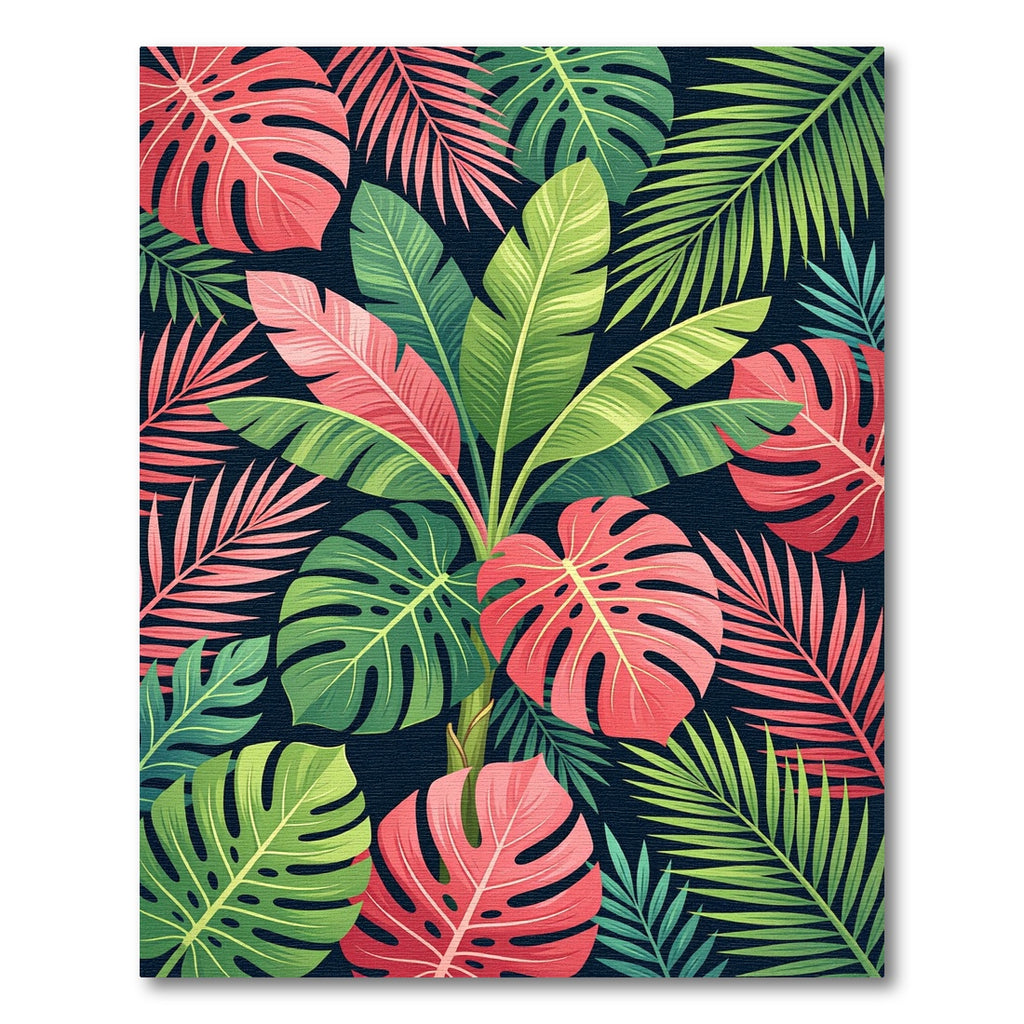 Vibrant Tropical Leaf Foliage Collage Rug