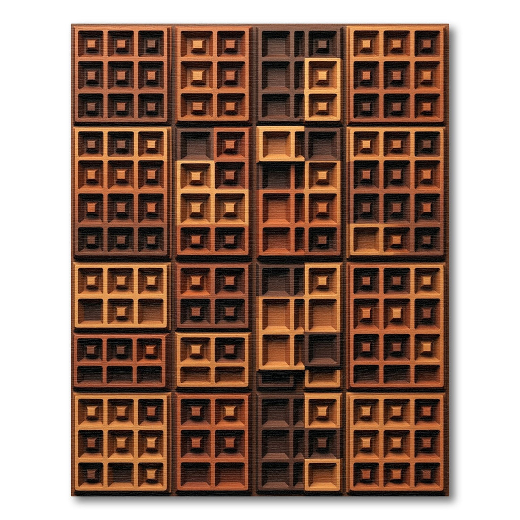 Geometric Chocolate Waffle Grid Rug