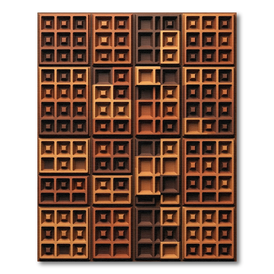 Geometric Chocolate Waffle Grid Rug
