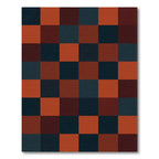 Modern Terracotta and Charcoal Grid Rug