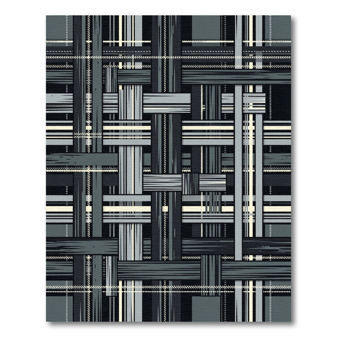 Monochrome Woven Plaid Stripe Combination Rug