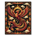 Fiery Crimson Phoenix Radiant Gold Clouds Rug