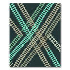 Crossed Tracks Aquamarine Tan Rug