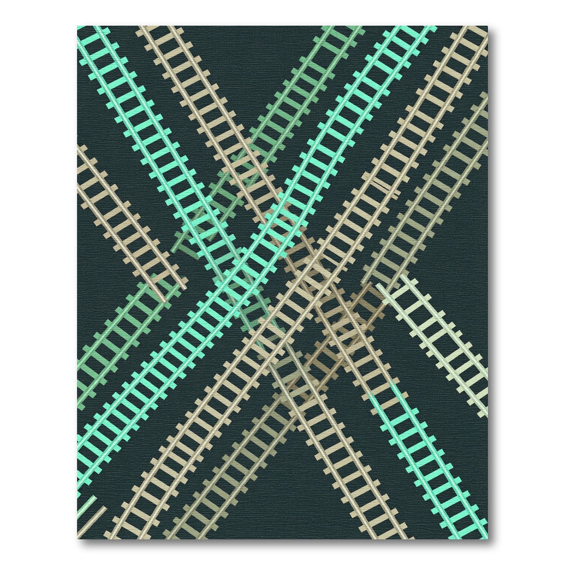 Crossed Tracks Aquamarine Tan Rug