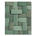 Sage Green Ribbed Geometric Block Rug