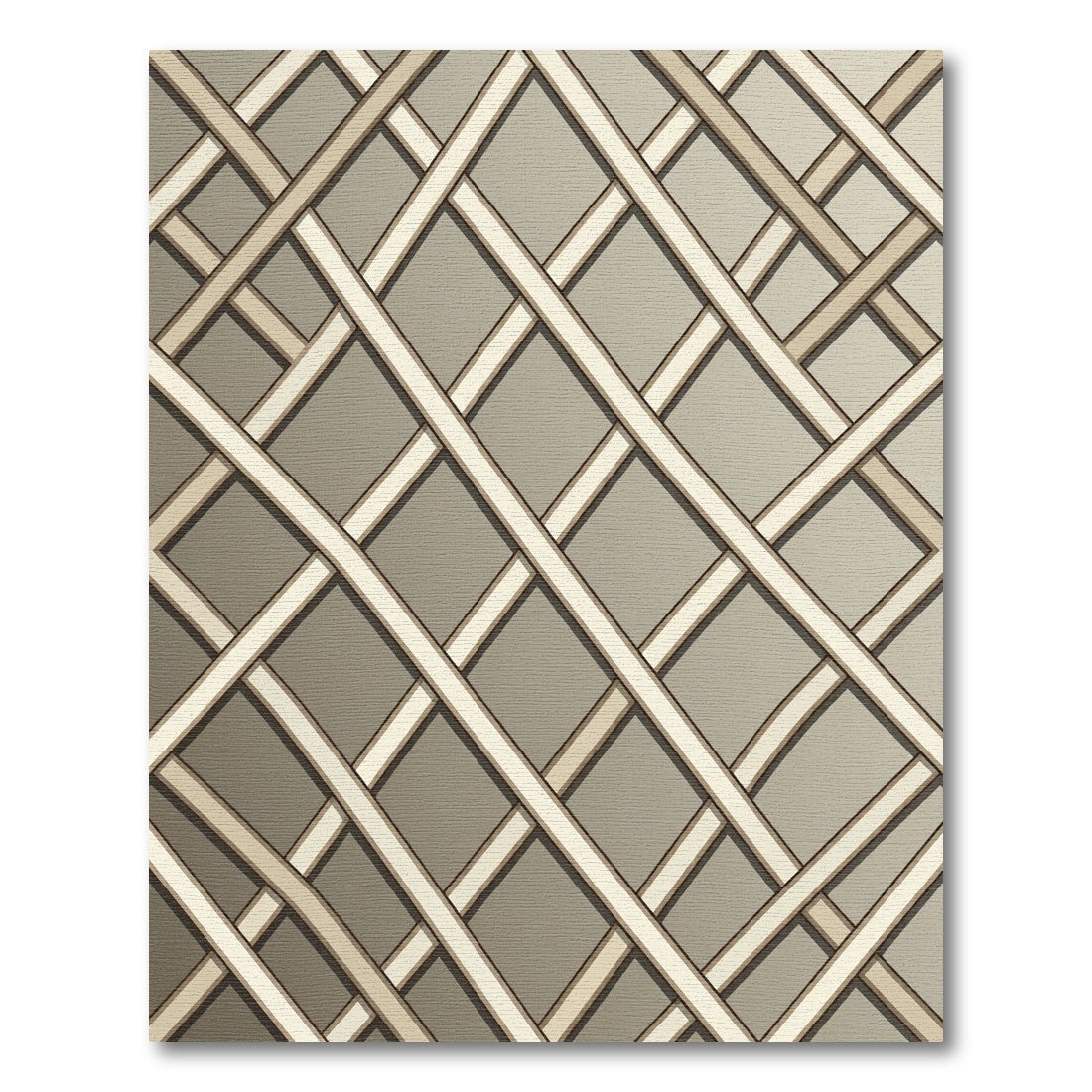 Neutral Taupe Angular Lattice Grid Rug