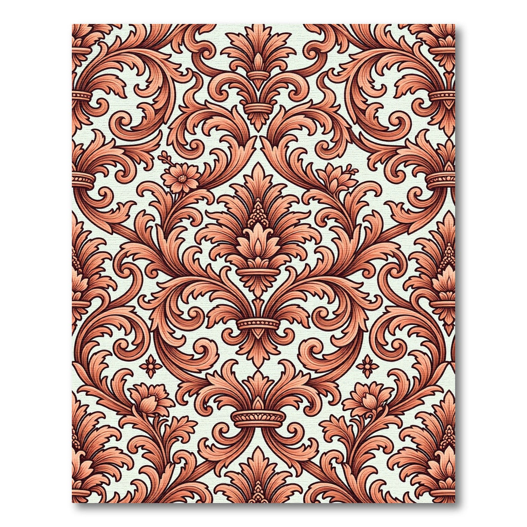 Coral Acanthus Scroll Flourish Rug