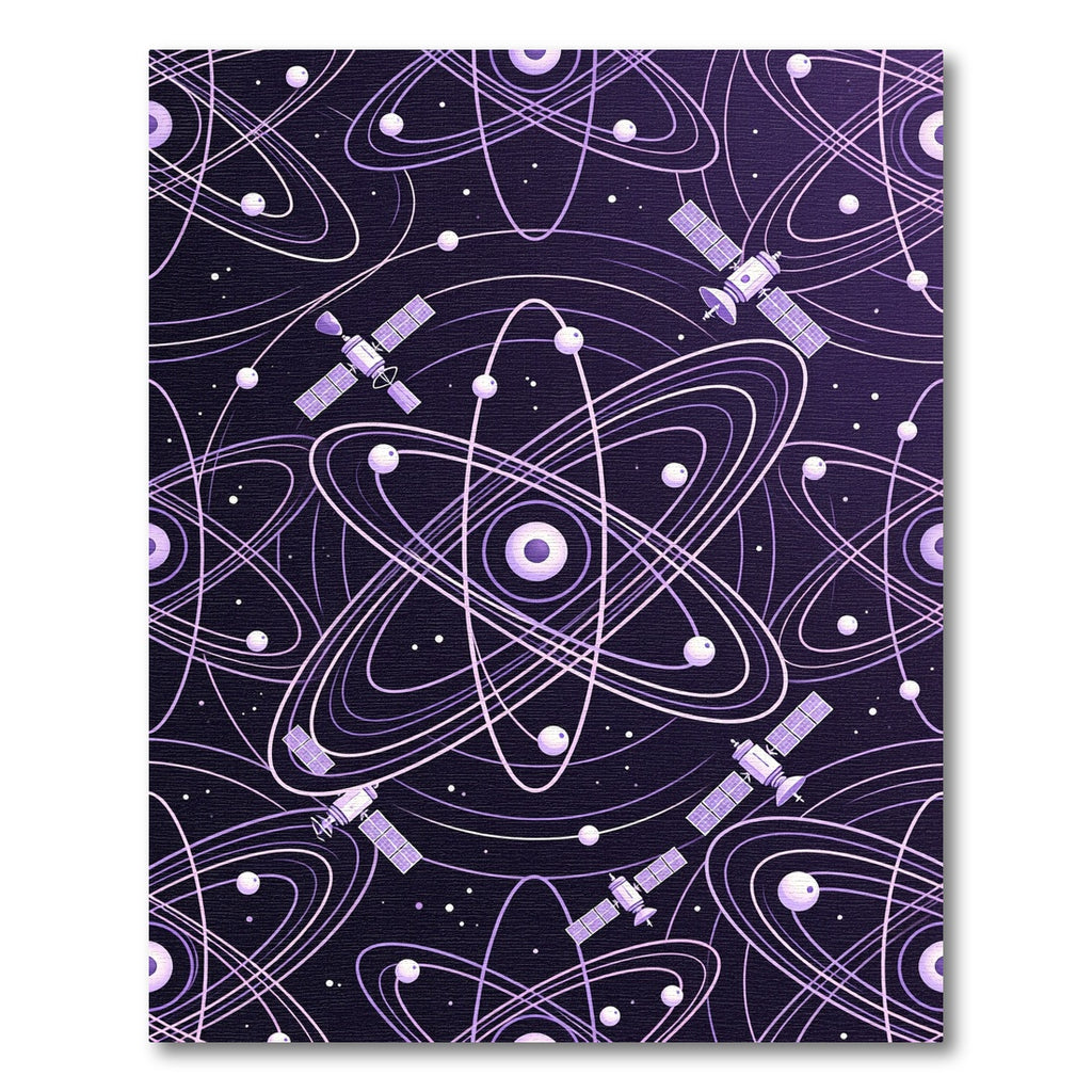 Purple Atom Satellite Cosmos Rug