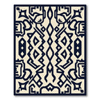 Bold Navy Geometric Tribal Rug