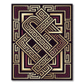 Bold Geometric Gold Maroon Swirl Rug