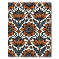Mid-Century Burnt Orange Floral Damask Rug