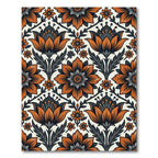 Mid-Century Burnt Orange Floral Damask Rug