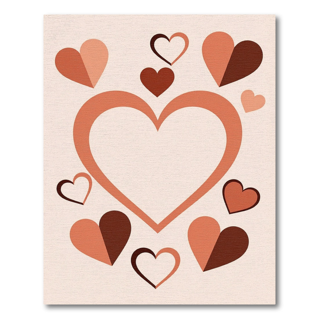 Terracotta Hearts Scattered Composition Rug