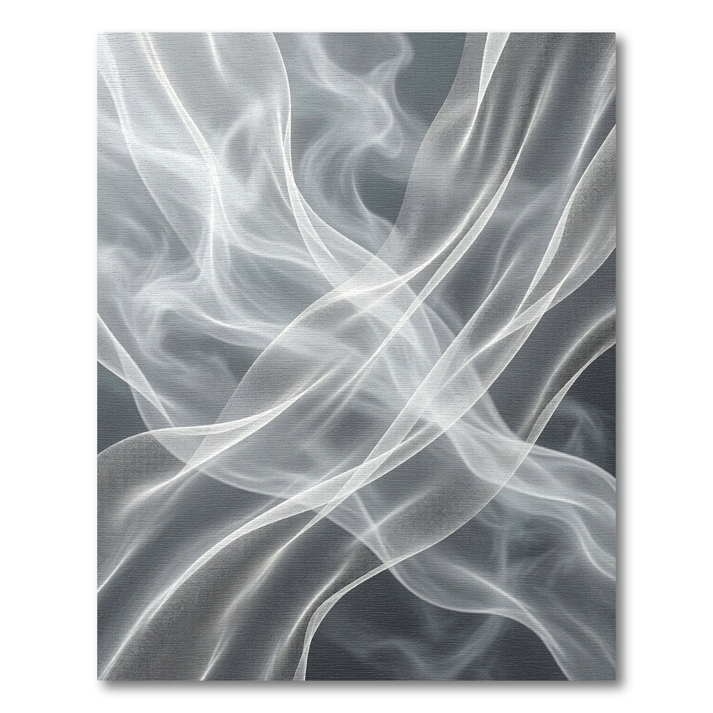 Ethereal White Abstract Flowing Wave Rug