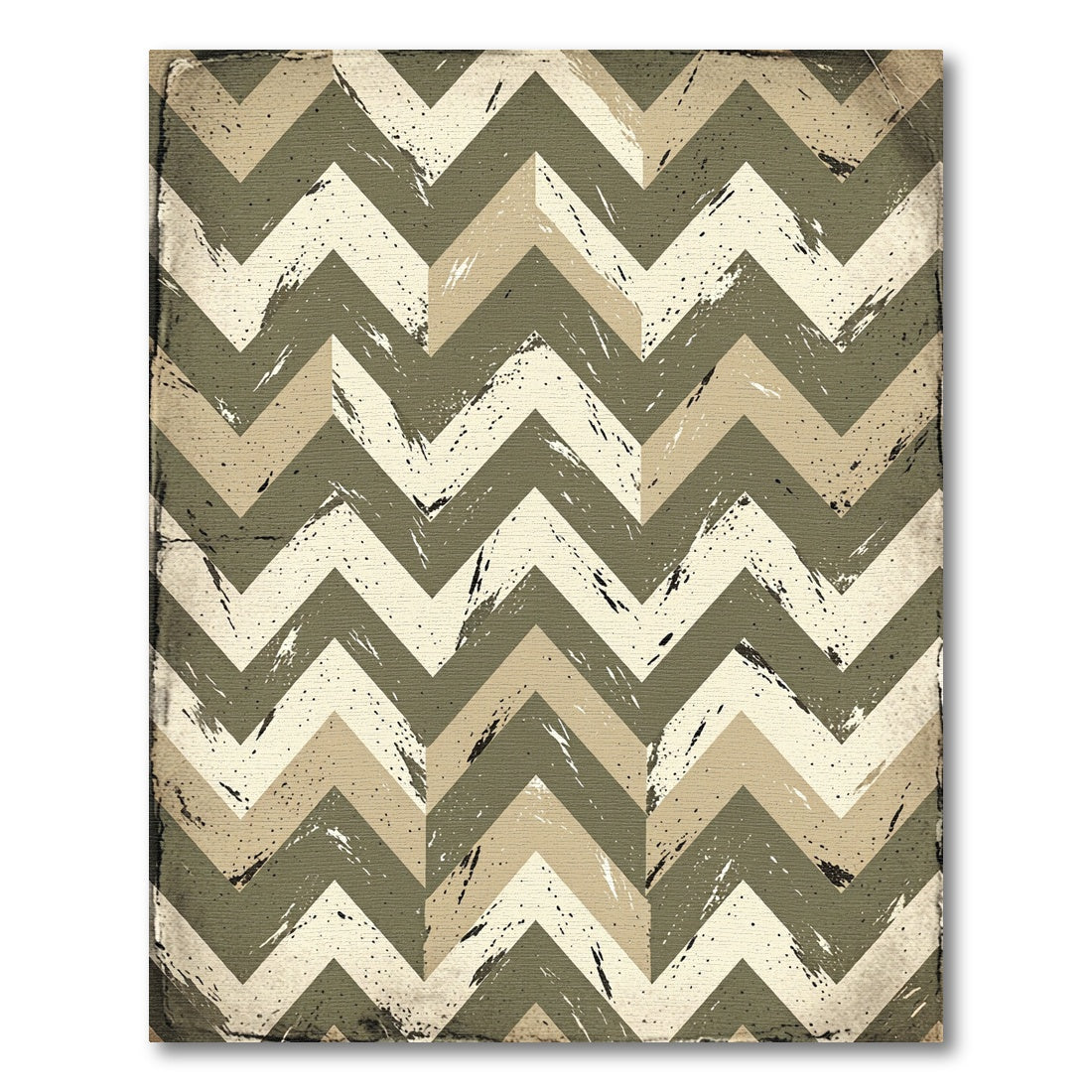 Distressed Earth Tone Chevron Rug
