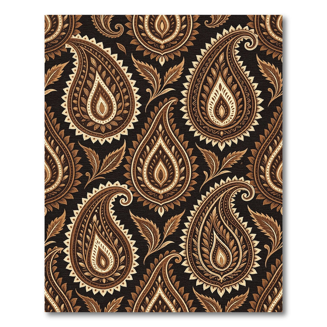 Rich Earthy Brown Paisley Medallions Rug