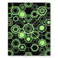 Neon Green Cybernetic Geometric Hexagon Grid Rug