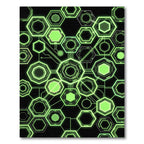 Neon Green Cybernetic Geometric Hexagon Grid Rug