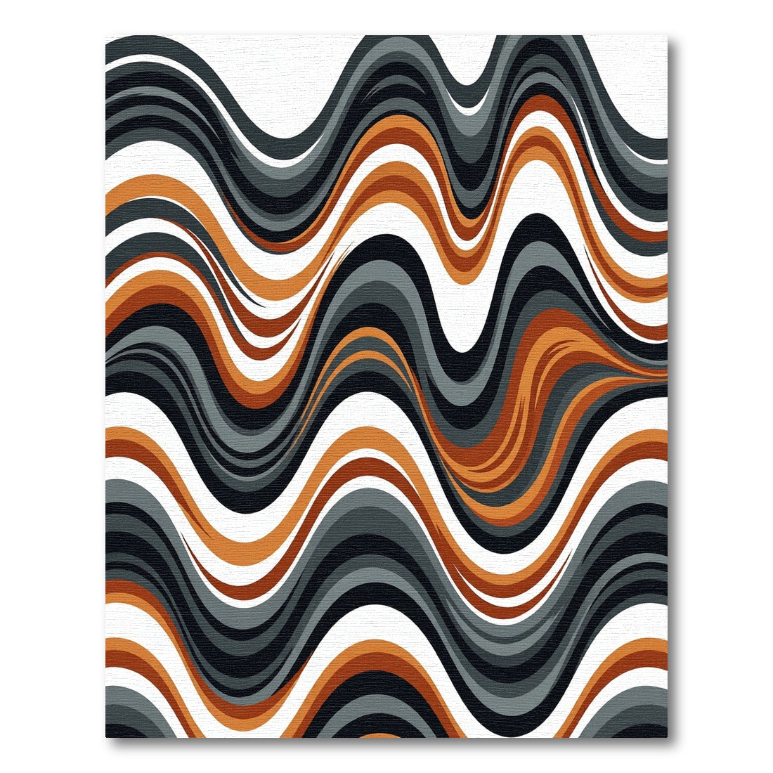 Modern Abstract Burnt Orange Wavy Flow Rug