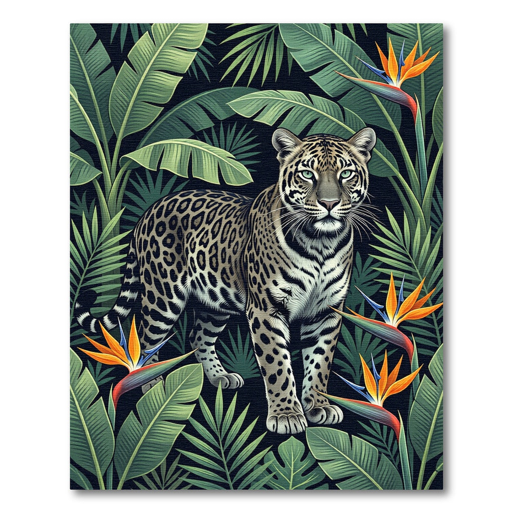 Jungle Leopard Bird of Paradise Bloom Rug