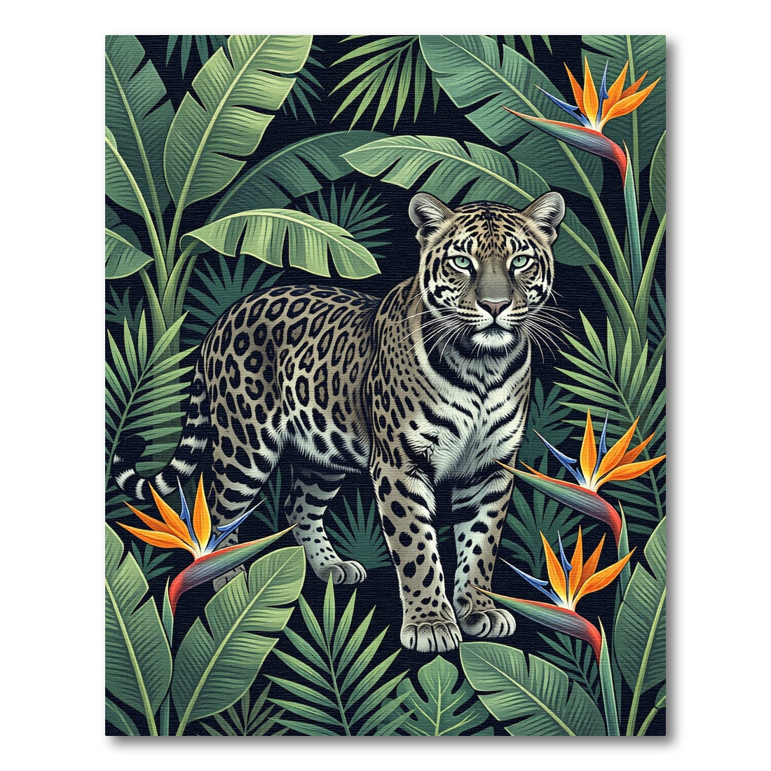Jungle Leopard Bird of Paradise Bloom Rug