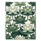 Botanical Sage Green Lotus Water Lily Rug