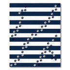 Navy Blue Striped Playful Paw Rug