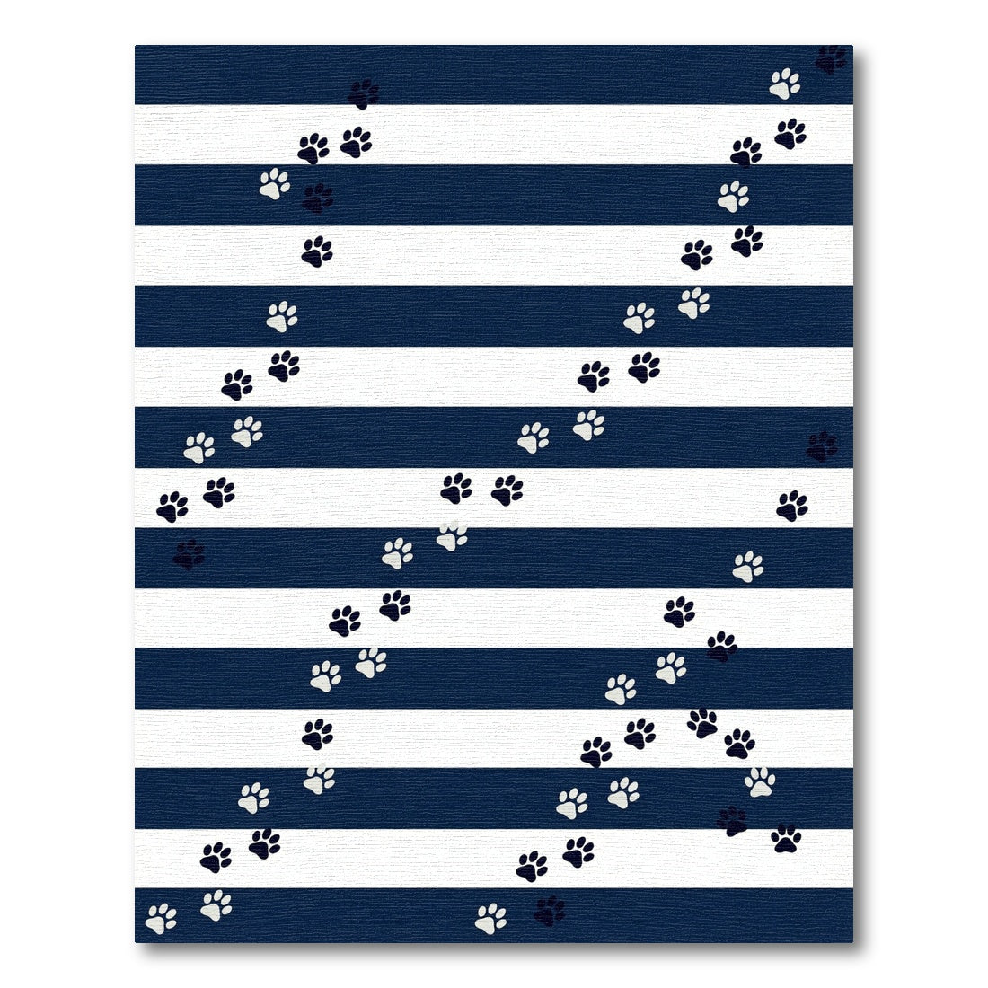 Navy Blue Striped Playful Paw Rug