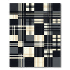 Monochrome Geometric Plaid Block Rug