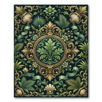 Ornate Golden Acanthus Botanical Medallion Rug