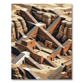 Terracotta Desert City Architectural Stairway Rug
