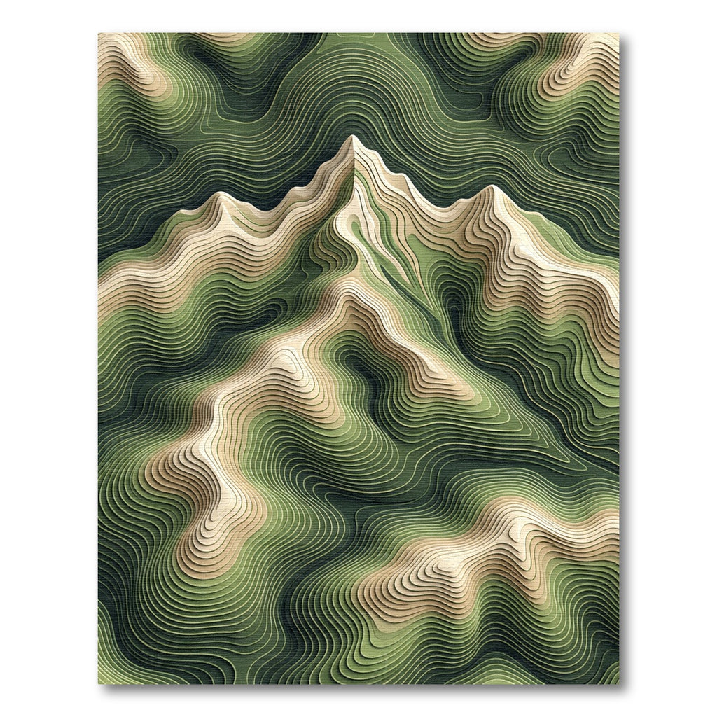Sage Green Topographic Contour Landscape Rug