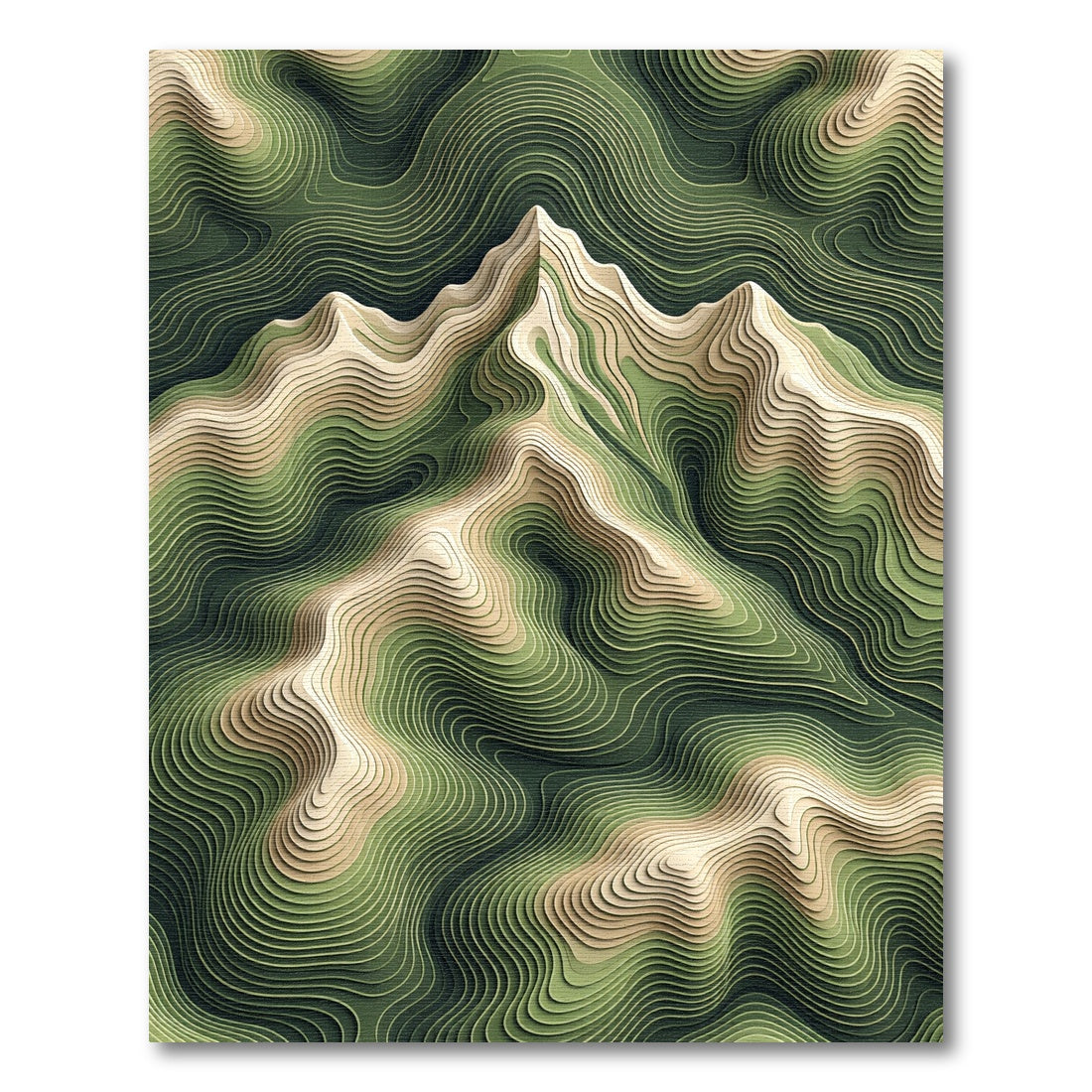 Sage Green Topographic Contour Landscape Rug