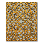 Ornate Golden Interwoven Swirl Art Rug