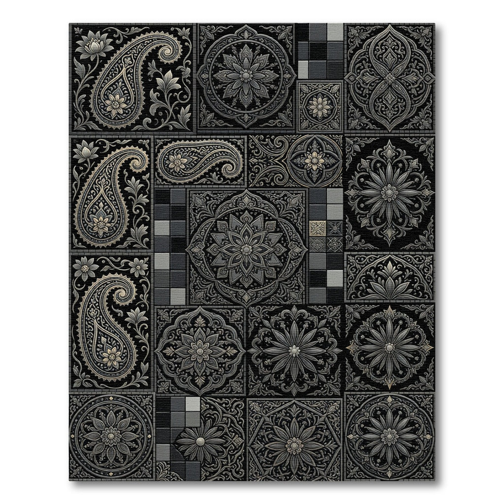 Intricate Paisley Floral Medallion Collage Rug