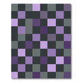 Purple Gray Checkerboard Squares Rug
