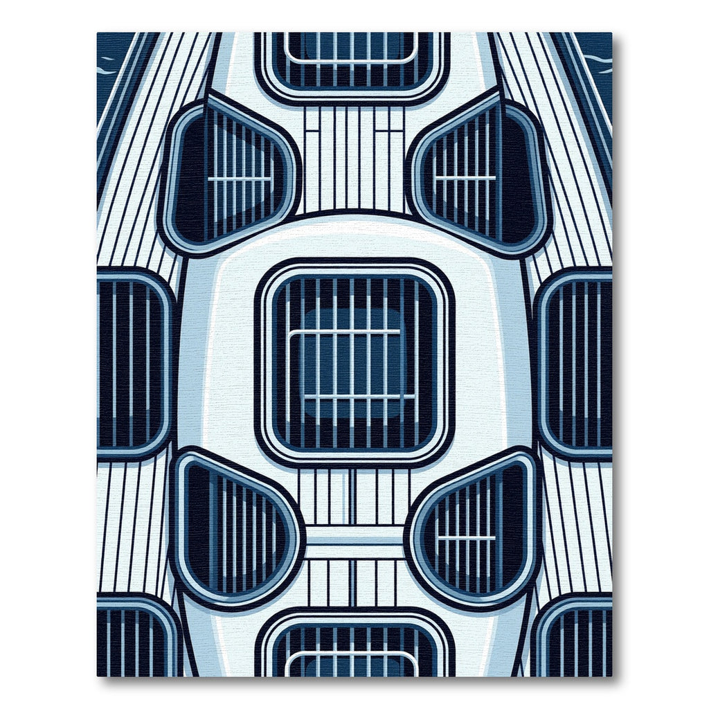 Modern Cobalt Geometric Architectural Grille Rug