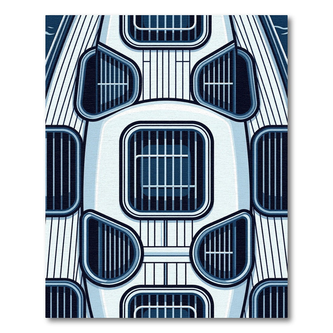 Modern Cobalt Geometric Architectural Grille Rug