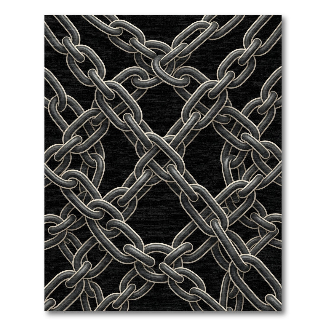 Dark Gray Interlocking Chain Rug