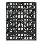 Dark Gray Wooden Lattice Frame Rug