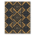Golden Black Geometric Aztec Diamond Rug