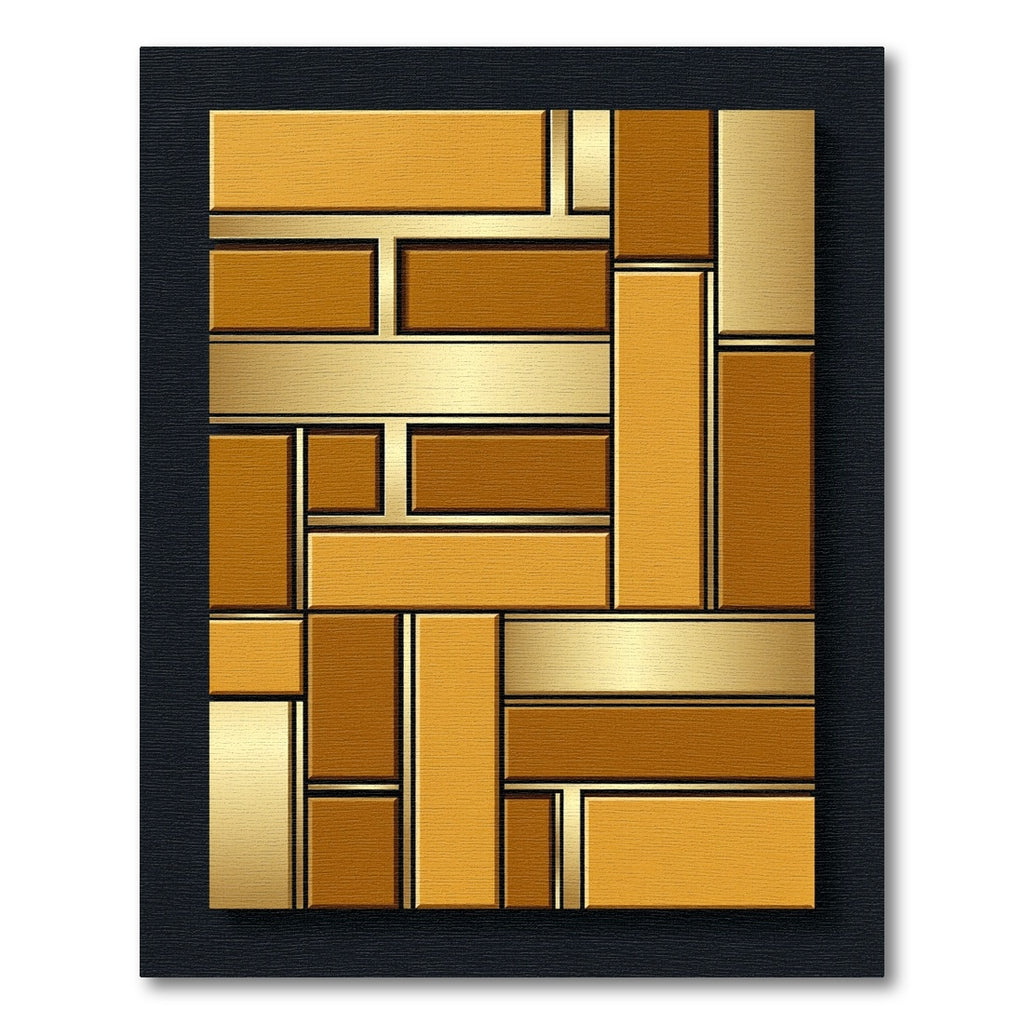 Modern Gold Amber Geometric Block Layering Rug