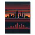 Minimalist Chicago Skyline Sunset Horizon Rug