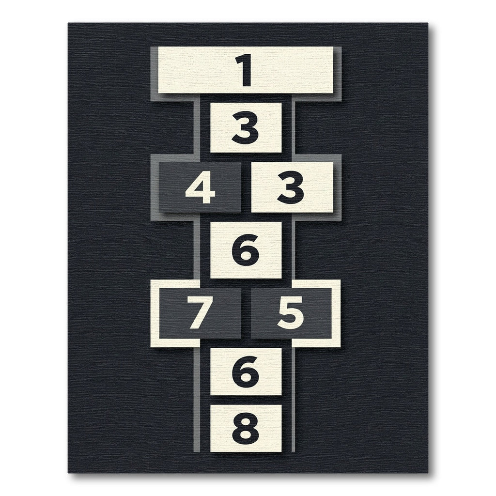 Minimalist Monochrome Geometric Hopscotch Square Rug