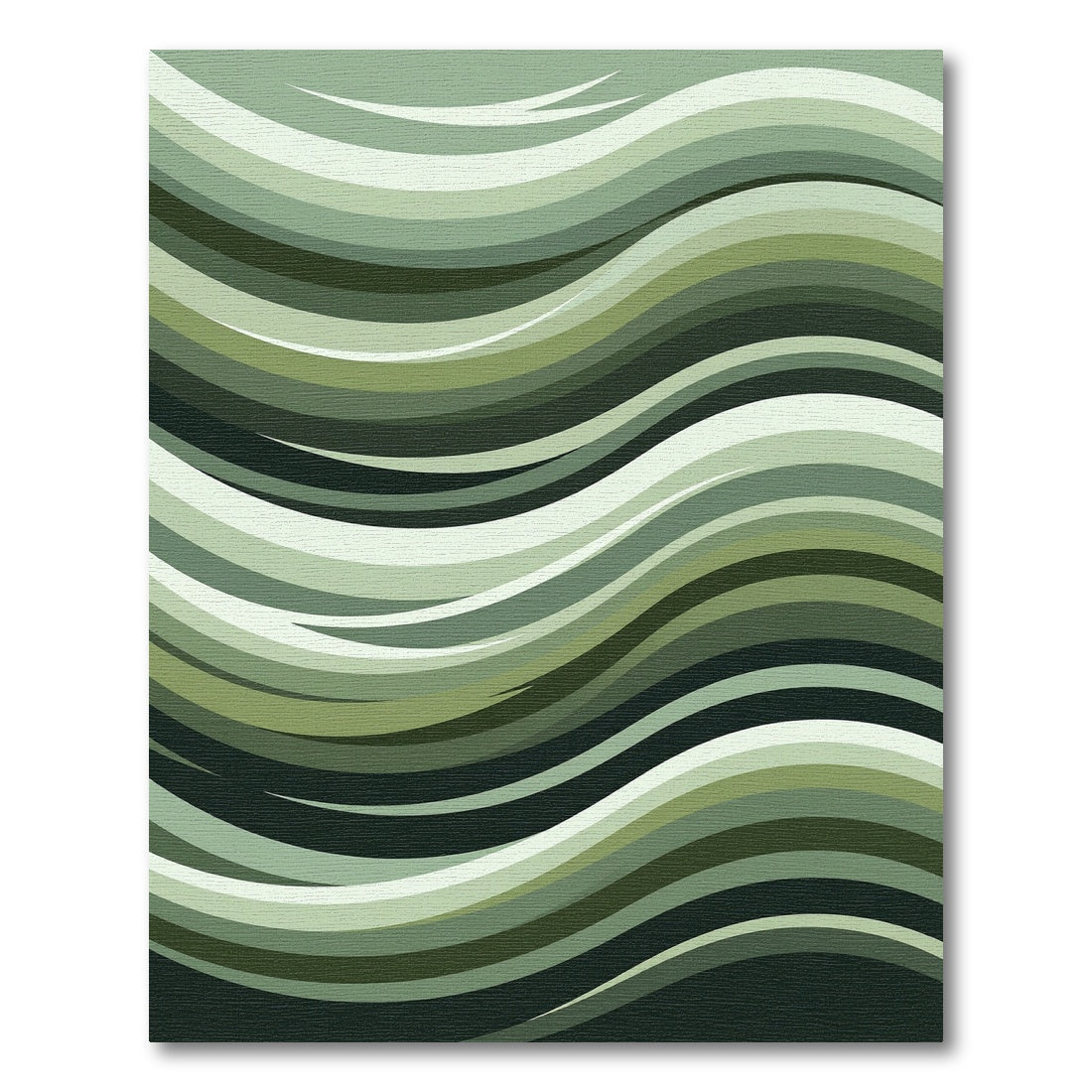 Earthy Green Wavy Stripe Rug
