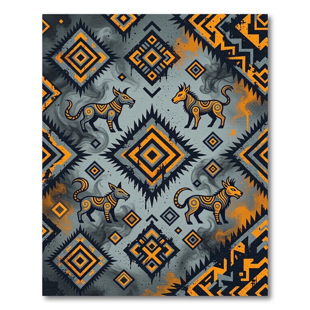 Amber Nocturnal Beast Geometric Diamond Art Rug
