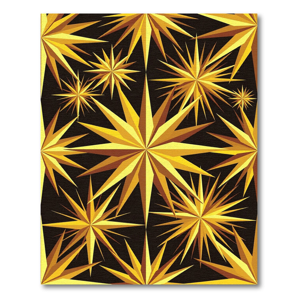 Golden Radiant Starburst Geometric Art Rug
