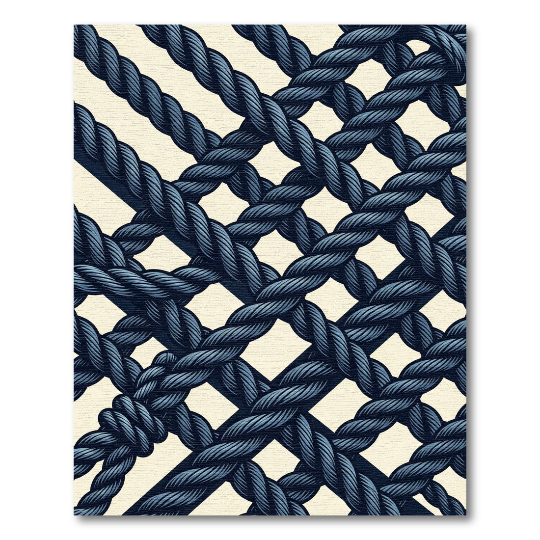 Navy Blue Woven Nautical Net Rug