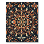 Tribal Feather Mandala Geometric Earthy Rug